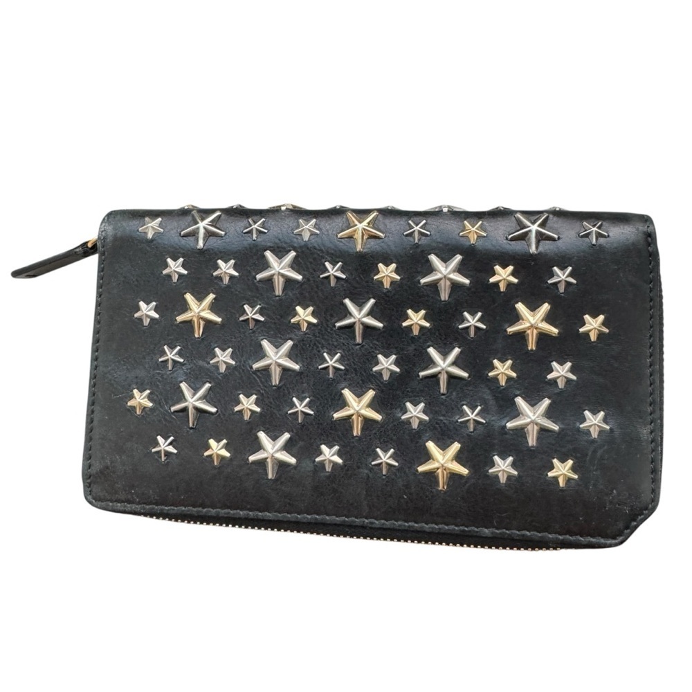 JIMMY CHOO Carnaby Star Studs Zip Around Wallet Long
